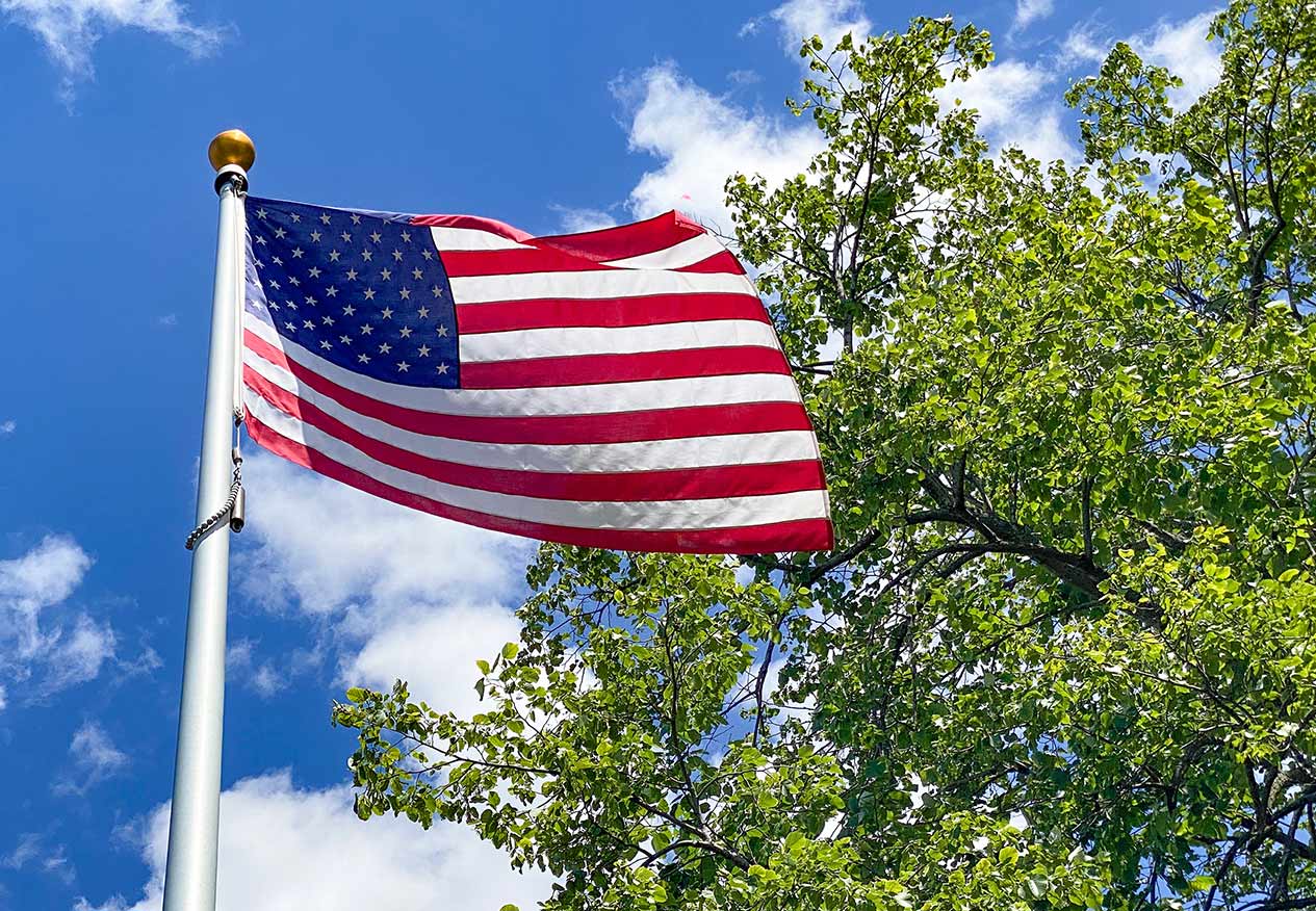 eckhart flag on campus